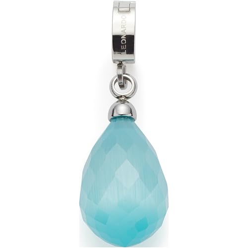 JEWELS BY LEONARDO Anhänger Clip & Mix Lizzy • Ketten-Anhänger aus silberfarbenem Edelstahl • pastellblaues Catseye • Schmuck Geschenk für Frauen • 024969 von JEWELS BY LEONARDO