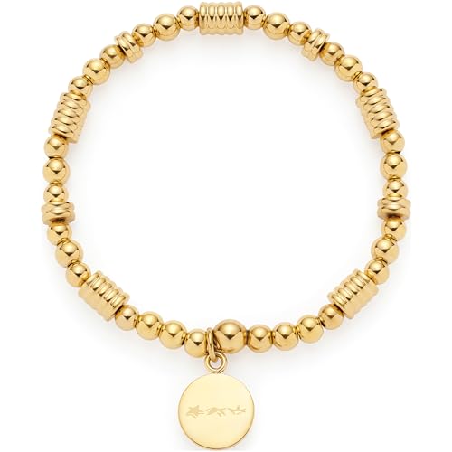 JEWELS BY LEONARDO Armband Elisabeth • elastische Arm-Kette aus goldfarbenem Edelstahl • voluminöser Mix aus Metallkugeln und -scheiben • 19 cm Länge • Schmuck Geschenk für Frauen • 024843 von JEWELS BY LEONARDO