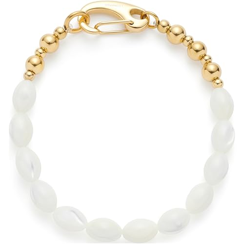 JEWELS BY LEONARDO Armband Patsy • Arm-Kette aus goldfarbenem Edelstahl • Perlmuttartig schimmernde Muschelperlen • 19 cm Länge • Schmuck Geschenk für Frauen • 024618 von JEWELS BY LEONARDO