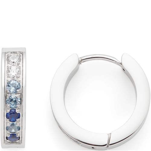 JEWELS BY LEONARDO Creole Inka • 1 Paar Klapp-Kreolen aus silberfarbenem Edelstahl • Zirkonia-Steinchen in abgestuften Blautönen • 024913 von JEWELS BY LEONARDO