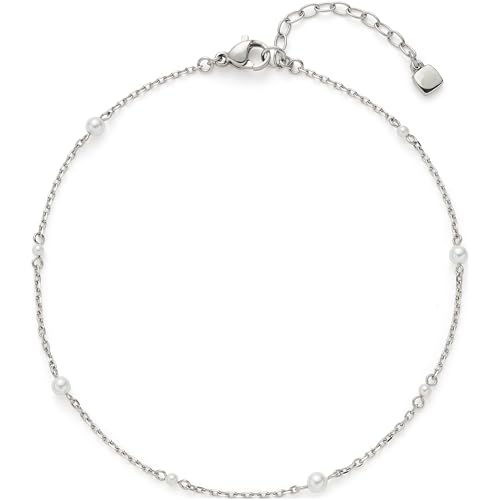 JEWELS BY LEONARDO Fußkette Ciao Navina • Fuss-Kettchen aus silberfarbenem Edelstahl • weiße Perlen reihen sich in regelmäßigen Abständen entlang der zarten Ankerkette • 24-28 cm Länge • 025017 JEWELS BY LEONARDO Fußkette Ciao Navina • Fuss-Kettchen aus silberfarbenem Edelstahl • weiße Perlen reihen sich in regelmäßigen Abständen entlang der zarten Ankerkette • 24-28 cm Länge • 025017 von JEWELS BY LEONARDO