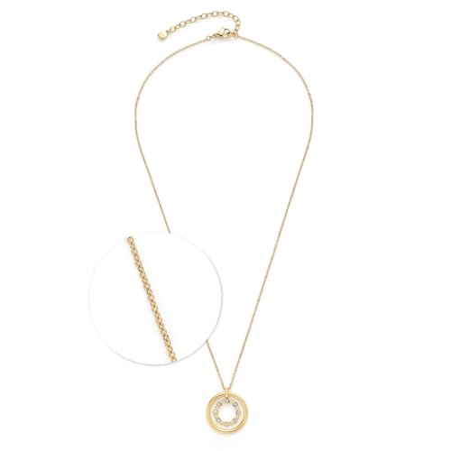 JEWELS BY LEONARDO Halskette Bobby • kurze Anker-Kette aus goldfarbenem Edelstahl • beweglicher Doppelring Anhänge • facettierte Glassteine • 45-50 cm Länge • Schmuck Geschenk für Frauen • 024801 von JEWELS BY LEONARDO