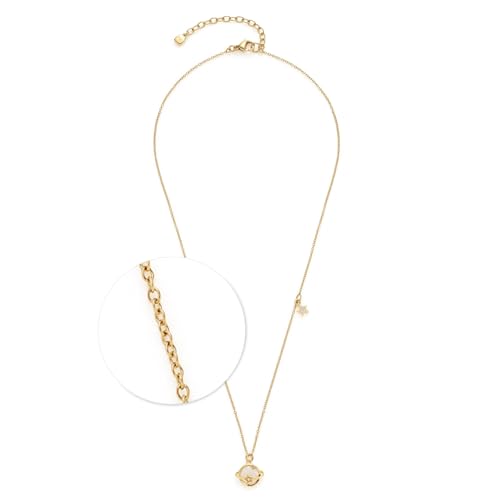 JEWELS BY LEONARDO Halskette Ciao Satellite • kurze Rundanker-Kette aus goldfarbenem Edelstahl • Perlmutt-Kugel-Anhänger mit stilisiertem Ring • 45-50 cm Länge • Schmuck Geschenk für Frauen • 024986 von JEWELS BY LEONARDO