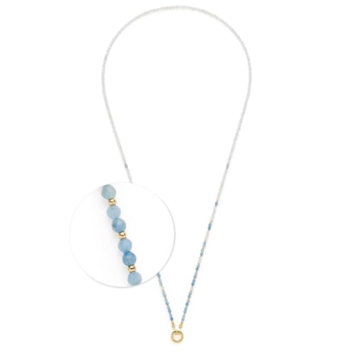 JEWELS BY LEONARDO Halskette Clip & Mix Bisca • lange Kette aus goldfarbenem Edelstahl • facettierte Naturstein-Perlen und Goldkügelchen • 80-81,3 cm Länge • Schmuck Geschenk für Frauen • 024916 von JEWELS BY LEONARDO