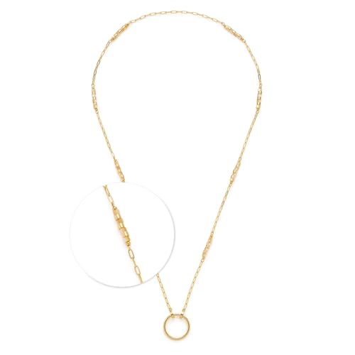 JEWELS BY LEONARDO Halskette Clip & Mix Caronna • lange Paperclip-Kette aus goldfarbenem Edelstahl • aufgereihte Perlmut- und Edelstahlelemente • 70-72,4 cm Länge • Geschenk für Frauen • 024917 von JEWELS BY LEONARDO