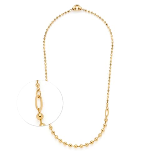 JEWELS BY LEONARDO Halskette Clip & Mix Dotty • mittellange Kugel-Kette aus goldfarbenem Edelstahl • Mix aus feinen und kräftigeren Kugeln • 60-61,3 cm Länge • Schmuck Geschenk für Frauen • 024923 von JEWELS BY LEONARDO
