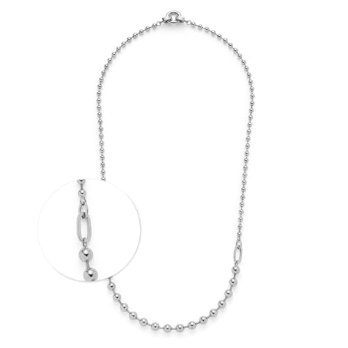 JEWELS BY LEONARDO Halskette Clip & Mix Dotty • mittellange Kugel-Kette aus silberfarbenem Edelstahl • Mix aus feinen und kräftigeren Kugeln • 60-61,3 cm Länge • Schmuck Geschenk für Frauen • 024922 von JEWELS BY LEONARDO
