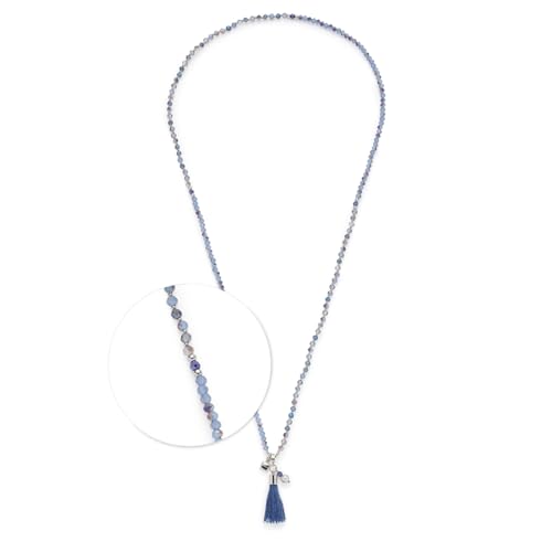 JEWELS BY LEONARDO Halskette Donna • lange Endlos-Kette aus silberfarbenem Edelstahl • Glasperlenkette in kühlen Blautönen • 80 cm Länge • Schmuck Geschenk für Frauen • 024900 von JEWELS BY LEONARDO