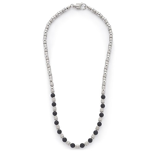 JEWELS BY LEONARDO Herren Halskette Palermo Men Edelstahl/silberfarben Glas schwarz 50 cm Karabinerverschluss 016426 von Leonardo Jewels