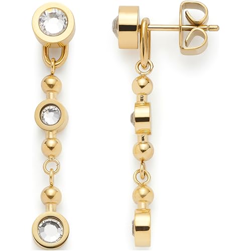JEWELS BY LEONARDO Ohrstecker Bobby • 1 Paar Ohr-Hänger aus goldfarbenem Edelstahl • runder Stein mit abnehmbarer Verlängerung • Schmuck Geschenk für Frauen • 024808 von JEWELS BY LEONARDO