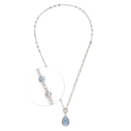 JEWELS BY LEONARDO Schmuckset Clip & Mix Vicky • 3 tlg. Set aus Halskette 50 cm • Armband 18,5 cm • Anhänger 3,7 cm • facettierte Glassteine in klar und blau • silberbarbener Edelstahl • 024934 von JEWELS BY LEONARDO