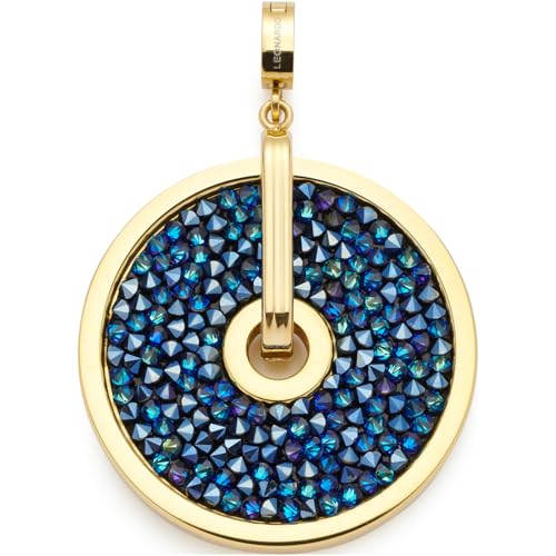 JEWELS BY LEONARDO Anhänger Clip & Mix Blanca, Ketten-Anhänger aus goldfarbenem Edelstahl, irisierende Glaskristalle in Dunkelblau und Schwarz, Schmuck Geschenk für Frauen, 024371 von JEWELS BY LEONARDO