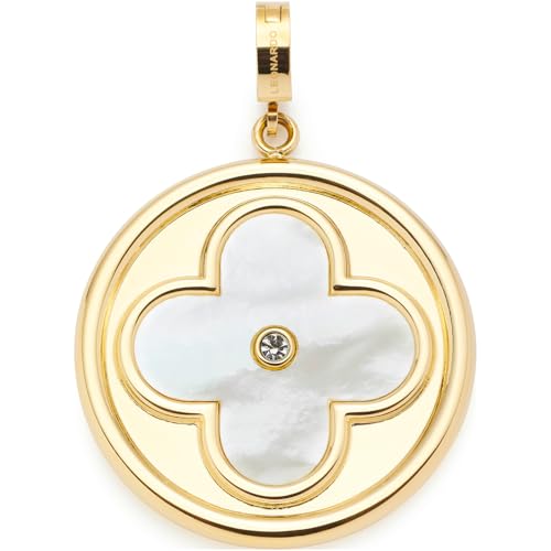 JEWELS BY LEONARDO Anhänger Clip & Mix Helena, Ketten-Anhänger aus goldfarbenem Edelstahl, Kleeblatt-Motiv aus Perlmutt und einem Zirkonia-Stein, Schmuck Geschenk für Frauen, 024399 von JEWELS BY LEONARDO