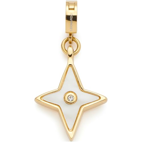 JEWELS BY LEONARDO Anhänger Clip & Mix Stina, Ketten-Anhänger aus goldfarbenem Edelstahl, sternförmiger Perlmutt und kleiner Zirkonia-Stein, Schmuck Geschenk für Frauen, 024428 von JEWELS BY LEONARDO