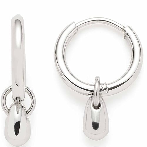 JEWELS BY LEONARDO Kreolen Ciao Amalia 1 Paar • Ohr-Ringe aus silberfarbenem Edelstahl • tropfenförmiger Anhänger • beweglich und abnehmbar • Schmuck Geschenk für Frauen • 023302 von JEWELS BY LEONARDO