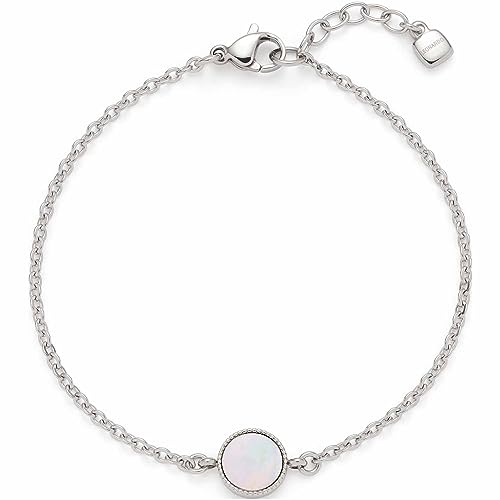 Leonardo Ciao Arida Silbernes Damen Armband aus Edelstahl mit Perlmutt Plättchen und Glaskristallen, Länge 18-20 cm, Schmuck Geschenk für Frauen 023298 von Leonardo Jewels