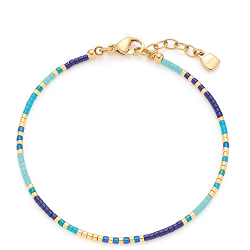 Leonardo Ciao Lou Armband, Armschmuck aus Edelstahl mit Miyuki Glas-Perlen, gold blau türkis, 17,5-19,5 cm, Ankerkette Damen Schmuck, 022982 von Leonardo Jewels