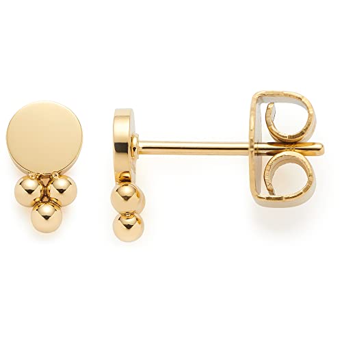 Leonardo Ciao Timbi Ohrstecker, Ohrringe aus Edelstahl, gold, 3 Zierkügelchen Mini Plättchen-Stecker rund, 8 mm Damen Schmuck Piercing, 1 Paar, 022967 von Leonardo Jewels