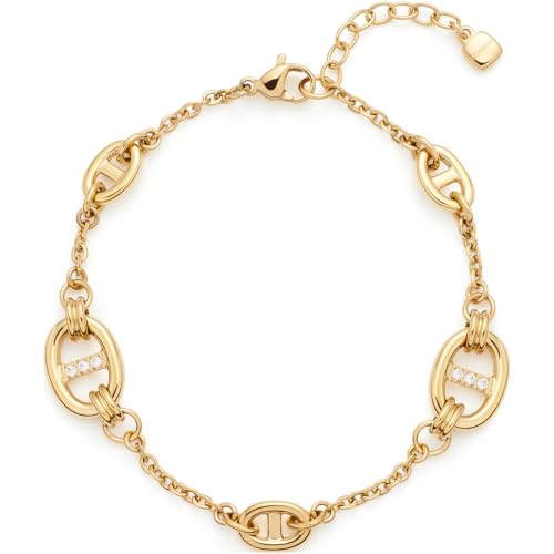 JEWELS BY LEONARDO Armband Herma, Arm-Schmuck aus goldfarbenem Edelstahl, Schiffsanker-Kettenglieder mit eingesetzten zirkonia Steinchen, 18-23 cm Länge, Schmuck Damen, 024297 von JEWELS BY LEONARDO