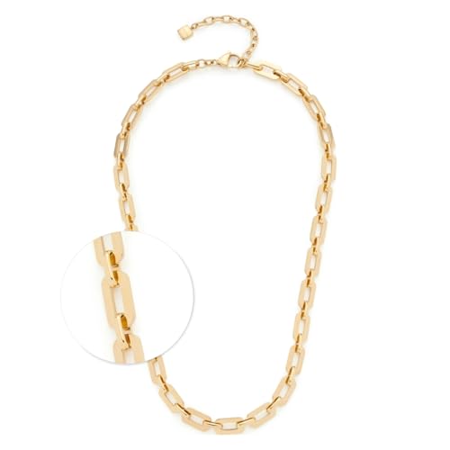 JEWELS BY LEONARDO Halskette Orfea, kurze Kette aus goldfarbenem Edelstahl, flächige Kettenglieder, 45-50 cm Länge, Schmuck Geschenk, 024279 von JEWELS BY LEONARDO