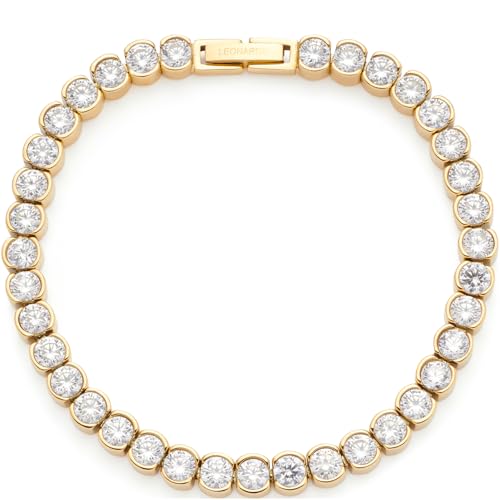 JEWELS BY LEONARDO Armband Cremona, Arm-Schmuck aus goldfarbenem Edelstahl, klare Zirkonia Steinchen, 18,5 cm Länge, Schmuck Damen, 024337 von JEWELS BY LEONARDO