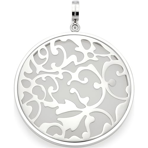 Leonardo Jewels Anhänger Clip&Mix Fabia, silberfarbener Ketten-Anhänger aus Edelstahl mit durchbrochenem Ornament und weißem Glasstein, Schmuck Geschenk für Frauen, 023601 von Leonardo Jewels