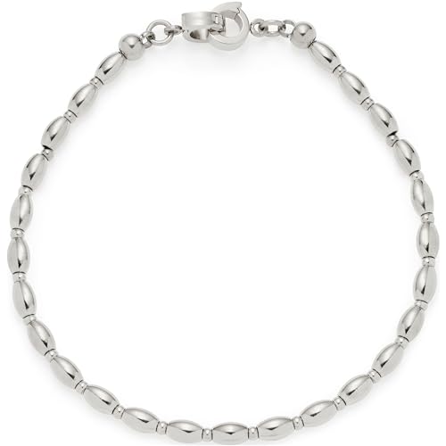 Leonardo Jewels Armband Clip&Mix Lori, Arm-Schmuck aus ovalen Edelstahl-Perlen zum Anhängen von Charms, 18,5 cm Länge, silberfarben, Schmuck Damen, 023742 von Leonardo Jewels