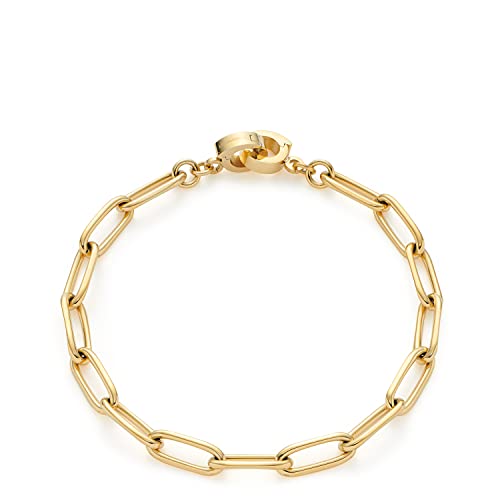 JEWELS BY LEONARDO Armband Clip & Mix Estrella • Arm-Kette aus goldfarbenem Edelstahl • aus ovalen Ketten-Gliedern im Chunky-Look • 19 cm Länge • Geschenk Damen Schmuck • 021615 von JEWELS BY LEONARDO