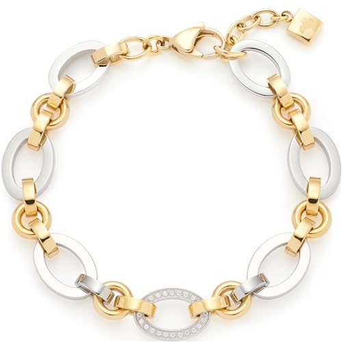 Leonardo Jewels Armband Lena, bicolor farbene Kettenglieder aus Edelstahl mit Zirkonia-Steinchen, 19-21 cm Länge, Schmuck Geschenk Damen, 023403 von Leonardo Jewels