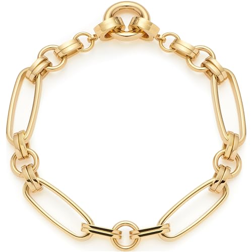 Leonardo Jewels Armband Mathilde Clip&Mix, Arm-Schmuck aus Edelstahl mit Ring zum Anhängen von Charms, Länge 18,5 cm, massive Kettenglieder, goldfarben, Geschenk für Frauen, 024267 von Leonardo Jewels