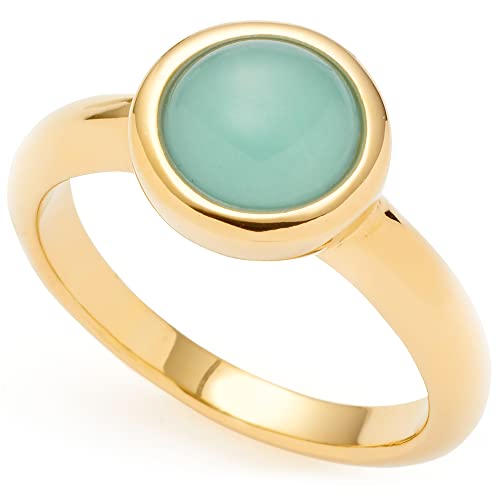 Leonardo Jewels Bea Ring, Cocktail-Ring aus Edelstahl, Gr.17 (53) runder Glas-Kristall türkis gold, farbecht wasserfest, Damen Schmuck 1 Stück 023061 von Leonardo Jewels