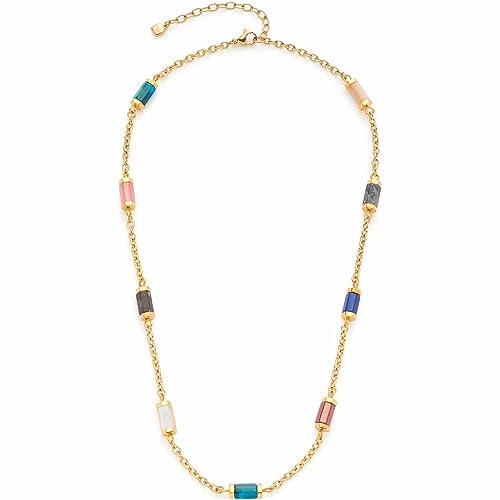 Leonardo Jewels Bruna Damen Halskette aus Edelstahl IP Gold mit verschiedenen Halb-Edelsteinen, Länge 45-50 cm, besonderes Schmuck Geschenk für Frauen 023230 von Leonardo Jewels