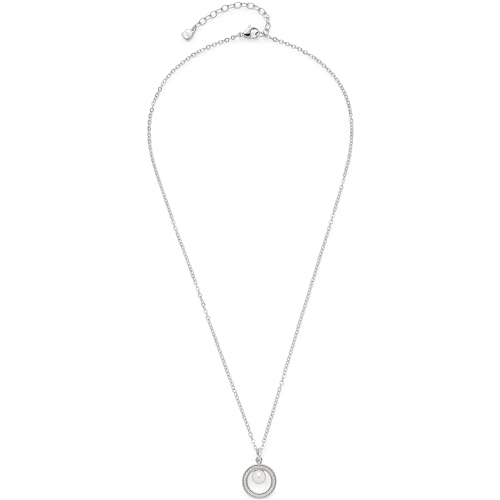 Leonardo Jewels Halskette Anouka, Kette aus Edelstahl mit Anhänger, silber mit gefassten Zirkonia-Steinchen und weißer Imitations-Perle, 45-50 cm Länge, Schmuck Geschenk, 023532 von Leonardo Jewels