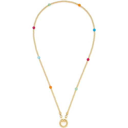 Leonardo Jewels Halskette Clip&Mix Smile, kurze Kette aus goldfarbenem Edelstahl, bunte Achat-Perlen, zum Anhängen von Charms, 45 cm Länge, Schmuck Damen, 023749 von Leonardo Jewels