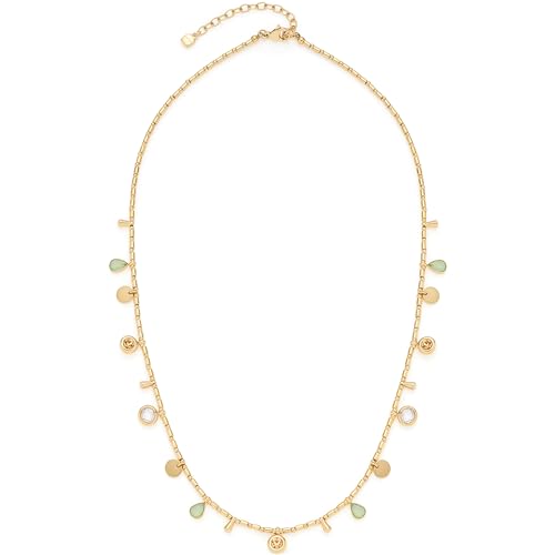 Leonardo Jewels Halskette Ella, Collier aus Edelstahl, goldfarbene Zylinder-Perlen mit eingehangenen Anhängern, 45-50 cm Länge, Damen Schmuck, 023543 von Leonardo Jewels