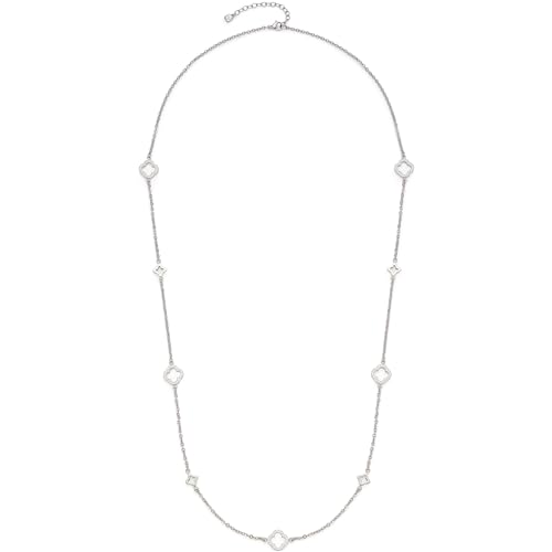 Leonardo Jewels Halskette Norma, Kette aus Edelstahl, Kleeblatt-Elemente besetzt mit Zirkonia-Steinchen, 80-85 cm Länge, Schmuck Geschenk, 023525 von Leonardo Jewels