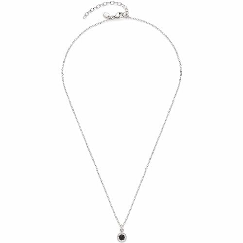 Leonardo Jewels Isa Damen Halskette aus Edelstahl mit Anhänger, schwarzer Glasstein und Zirkonia Steinchen, Länge 42-47 cm, Schmuck Geschenk 023348 von Leonardo Jewels