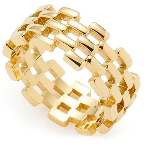 Leonardo Jewels Milanese Ring, Bandring aus Edelstahl, Gr. 18 (56) gold Kettenglied-Optik, farbecht wasserfest, Statement Damenring Schmuck, 023056 von Leonardo Jewels