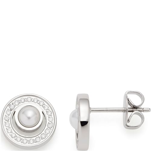 Leonardo Jewels Ohrstecker Anouka, 1 Paar runde Stecker mit gefassten Zirkonia-Steinchen und weißer Imitationsperle, Damen Schmuck Geschenk, 023534 von Leonardo Jewels