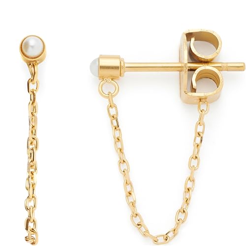 JEWELS BY LEONARDO Ohrstecker Ciao Elli 1 Paar • Ohr-Schmuck aus goldfarbenem Edelstahl • zartes Kettchen verbindet Verschluss mit der winzigen Imitationsperle • Schmuck Geschenk für Frauen • 023918 von JEWELS BY LEONARDO