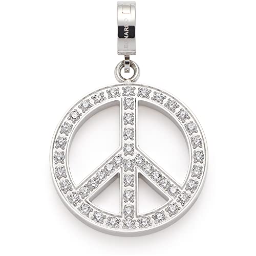 Leonardo Jewels Clip&Mix Pace Anhänger, Ketten-Anhänger aus Edelstahl, Peace-Zeichen mit Zirkonia Steinen Silber, Damen-Schmuck, 022880 von Leonardo Jewels