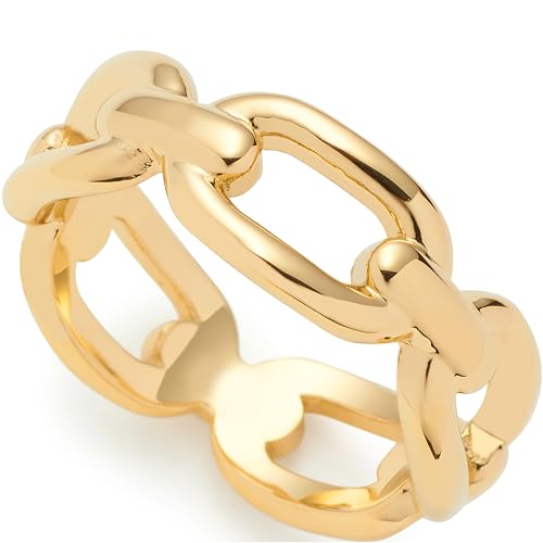 Leonardo Jewels Ring Mathilde, Band-Ring aus goldfarbenem Edelstahl, Gr. 17 (53), trendiger Kettenglieder-Look, Chunky Chain, Damen Schmuck, 024269 von Leonardo Jewels