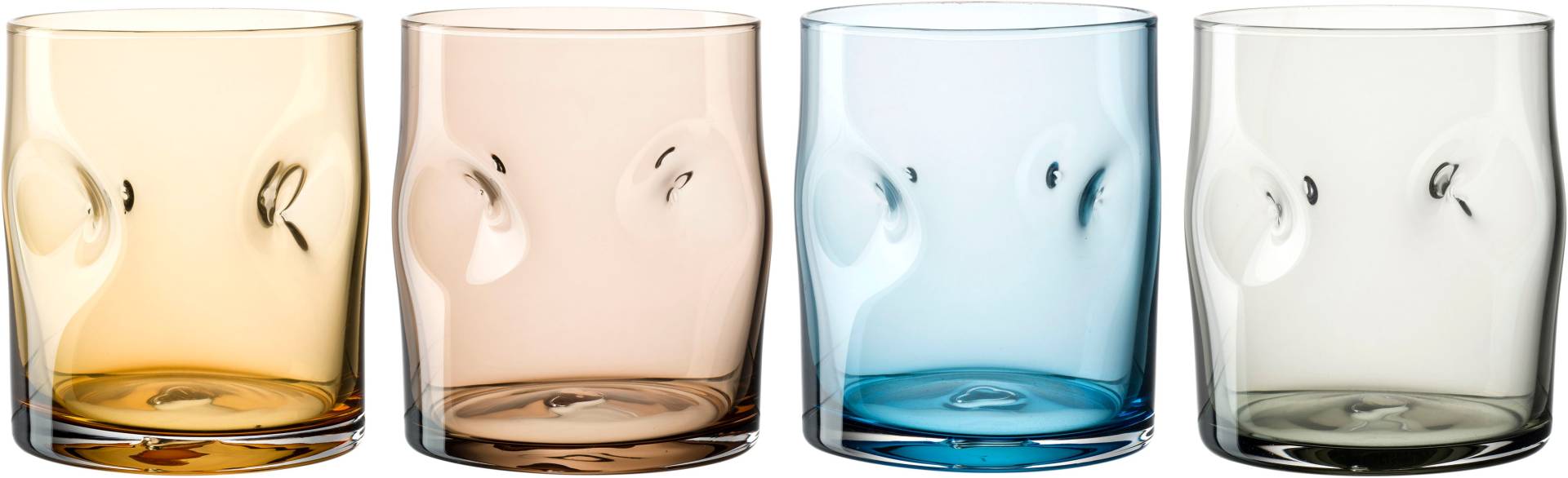 LEONARDO Gläser-Set "Trinkglas VESUVIO, 300 ml, 4er-Set" konische Form, markantes Design - mit Einquetschungen von Leonardo