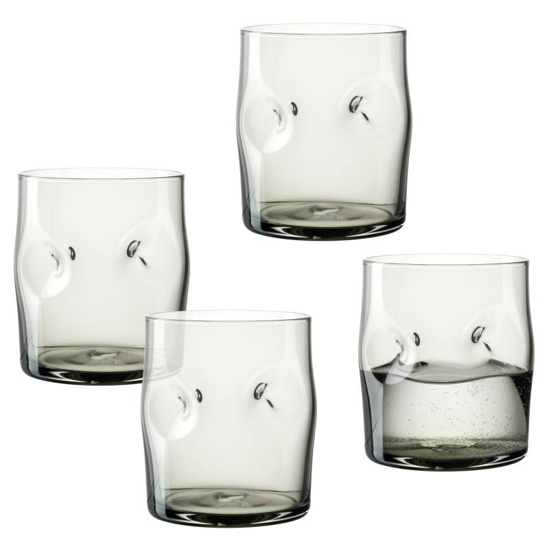 LEONARDO Gläser-Set "Trinkglas VESUVIO, 300 ml, 4er-Set" konische Form, markantes Design - mit Einquetschungen von Leonardo