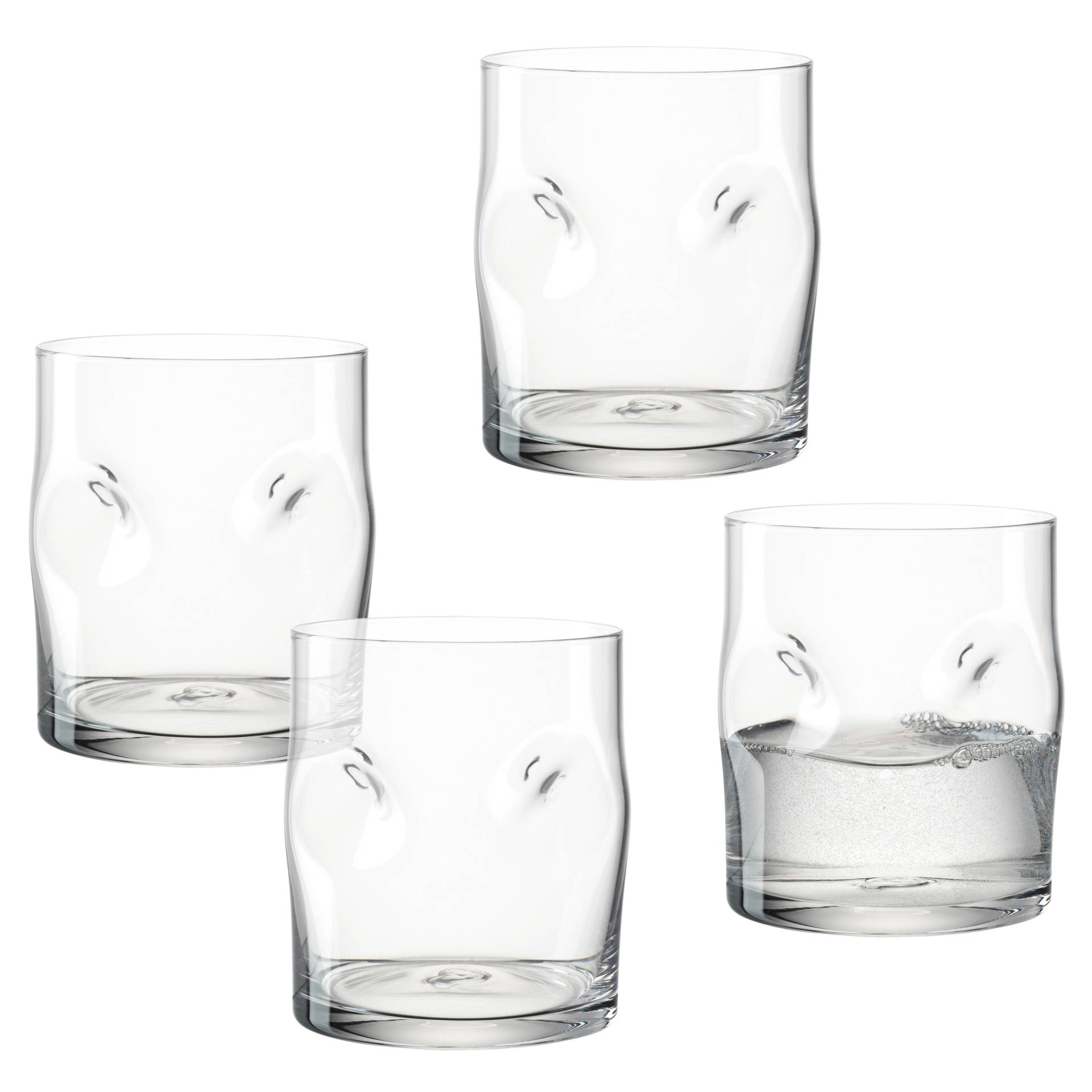 LEONARDO Gläser-Set "Trinkglas VESUVIO, 300 ml, 4er-Set" konische Form, markantes Design - mit Einquetschungen von Leonardo