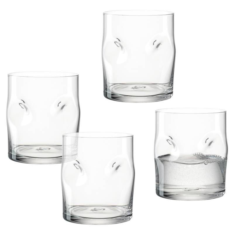 LEONARDO Gläser-Set "Trinkglas VESUVIO, 300 ml, 4er-Set" konische Form, markantes Design - mit Einquetschungen von Leonardo