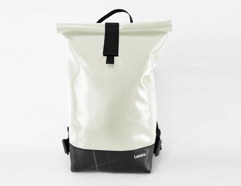 Upcycling Rollrucksack Aus Lkw-Plane Weiß in 3 Größen von Leonca