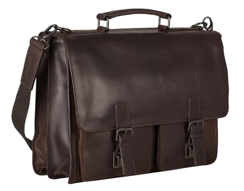 Leonhard Heyden Aktentasche Umhängetasche mit Laptopfach Dakota Briefcase 2 Compartments Brown braun von Leonhard Heyden