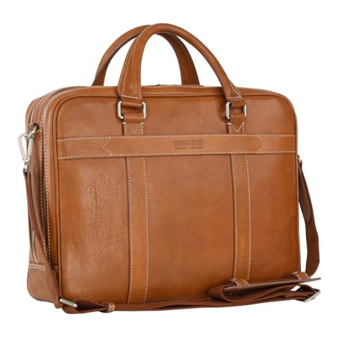Leonhard Heyden Bergamo Zipped Briefcase 2 Light Brown von Leonhard Heyden