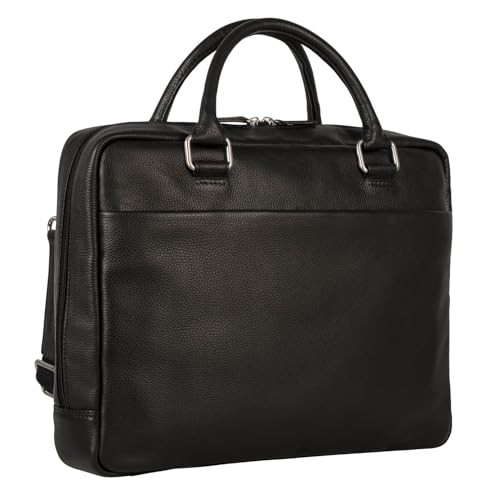 Leonhard Heyden Henkeltasche Umhängetasche mit Laptopfach Berlin Zipped Briefcase 1 Compartment Black schwarz von Leonhard Heyden
